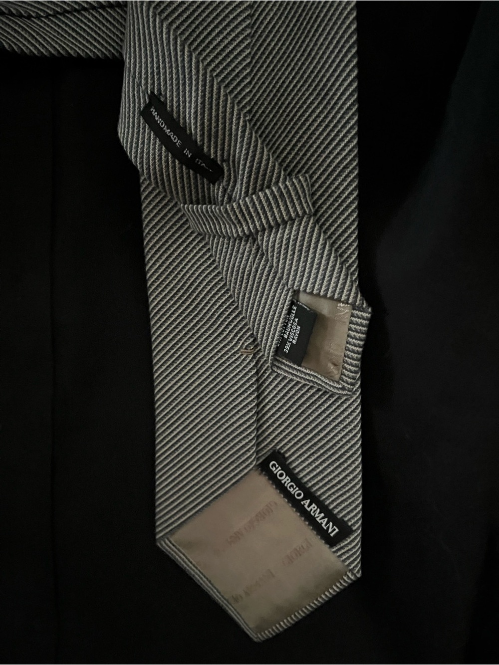 Giorgio Armani Silver-Gray Diagonal Stripe Silk Tie